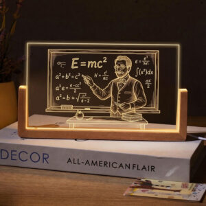 Personalized Chalkboard Professor Math Teacher Desk Name Plate with LED Base