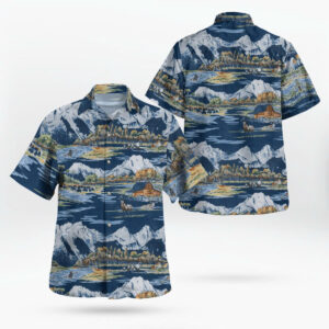 Unique Unisex Grand Teton National Park Navy Hawaiian Shirt for Nature and Outdoor Adventure Fans