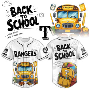 Custom Name And Number Texas Rangers 2026 Back To School Baseball Jersey for Baseball Fans