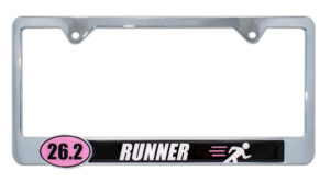 26.2 Marathon Runner Pink 2026 License Plate Frame
