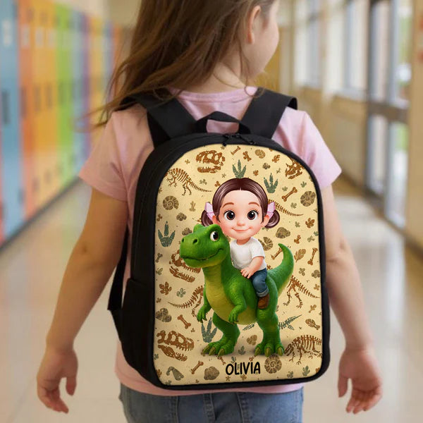 Custom Printed Dinosaur Space and Jungle Art Backpack for Students with Personalized Name 4 Custom Printed Dinosaur Space and Jungle Art Backpack for Students with Personalized Name - Image 4