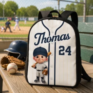 Unique Custom School Backpack Printed Baseball Jersey Design for Students and Players with Personalized Name and Number