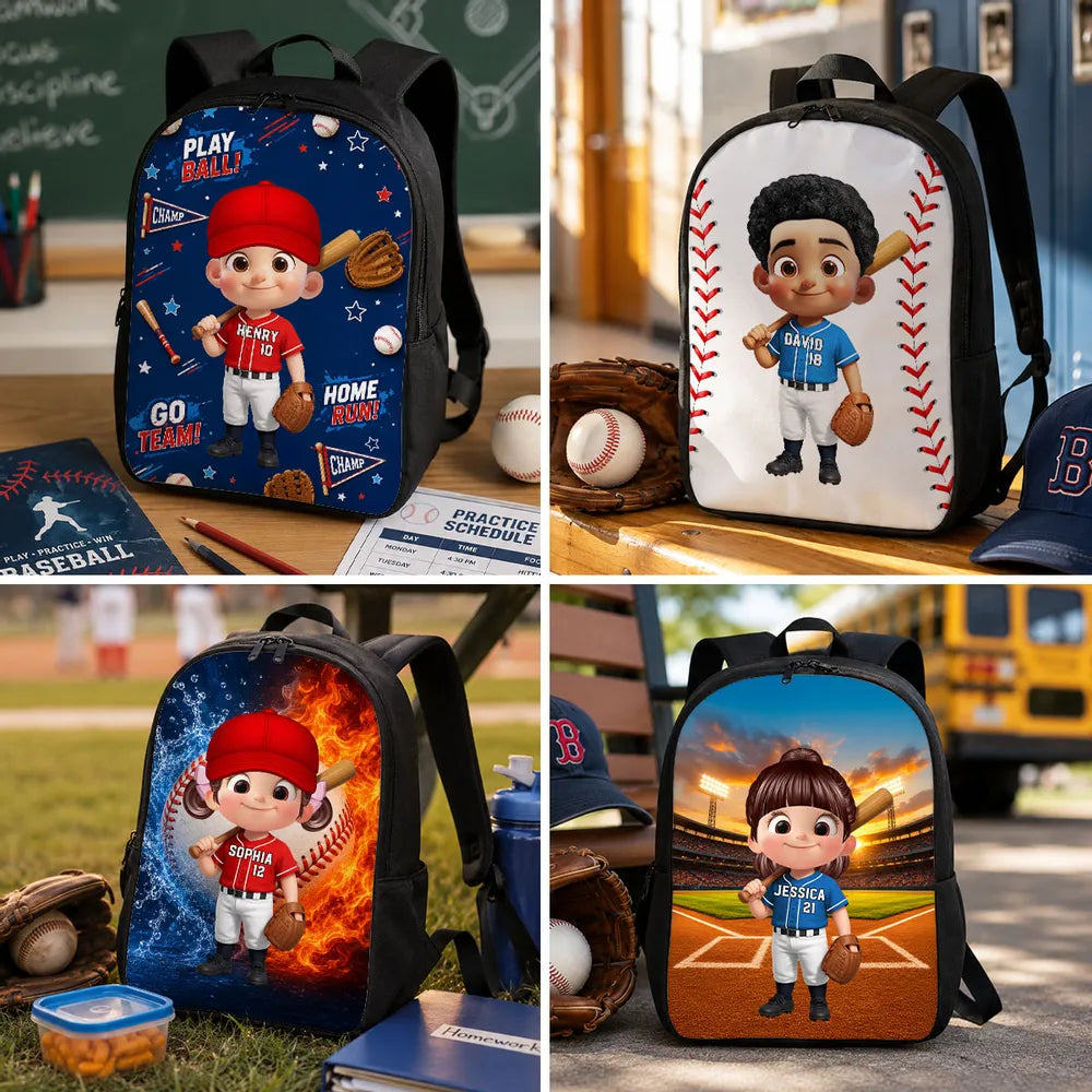 Custom Printed Play Ball Baseball Backpack for Students and Athletes with Personalized Name 3 Custom Printed Play Ball Baseball Backpack for Students and Athletes with Personalized Name - Image 3