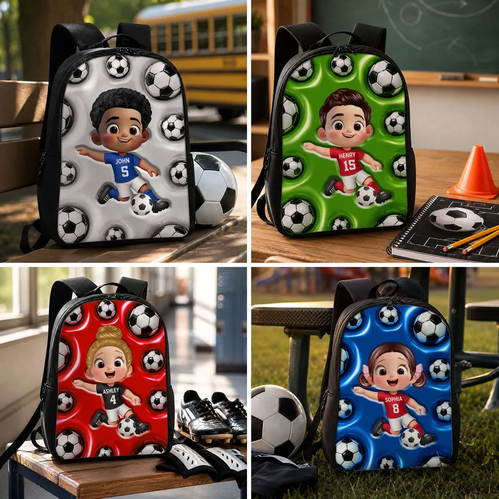 Custom Printed Soccer Player Backpack for Students and Athletes with Personalized Name 4 Custom Printed Soccer Player Backpack for Students and Athletes with Personalized Name - Image 4