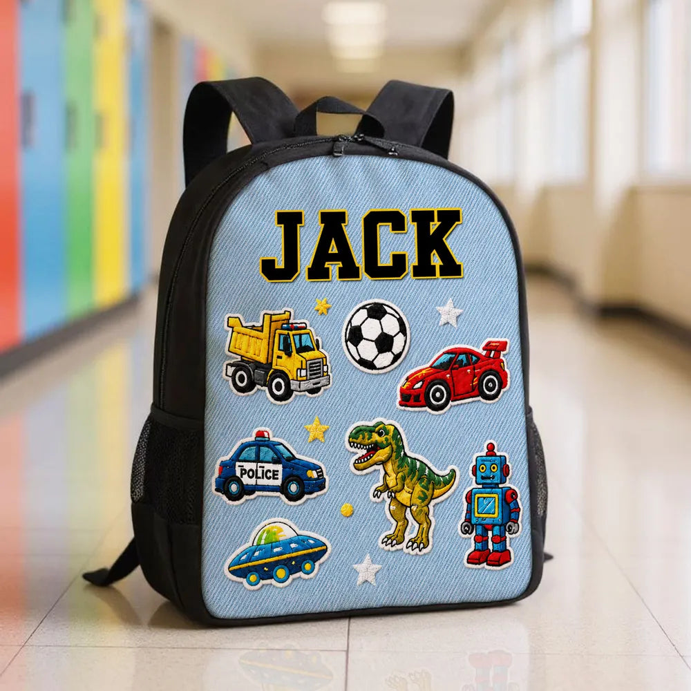 Custom Printed Cute Patches Design Backpack for Students with Personalized Name 6 Custom Printed Cute Patches Design Backpack for Students with Personalized Name - Image 6