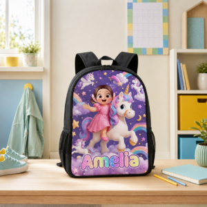 Custom School Backpack Magical Unicorn Fantasy for Students with Personalized Name