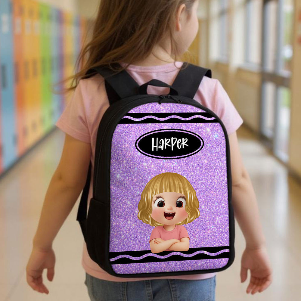Custom Printed Crayon Color Art Backpack for Students with Personalized Name 2 Custom Printed Crayon Color Art Backpack for Students with Personalized Name - Image 2