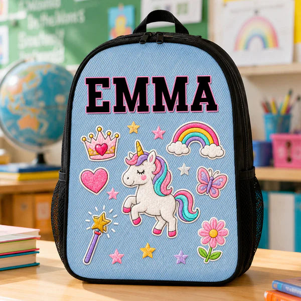 Custom Printed Cute Patches Design Backpack for Students with Personalized Name 3 Custom Printed Cute Patches Design Backpack for Students with Personalized Name - Image 3