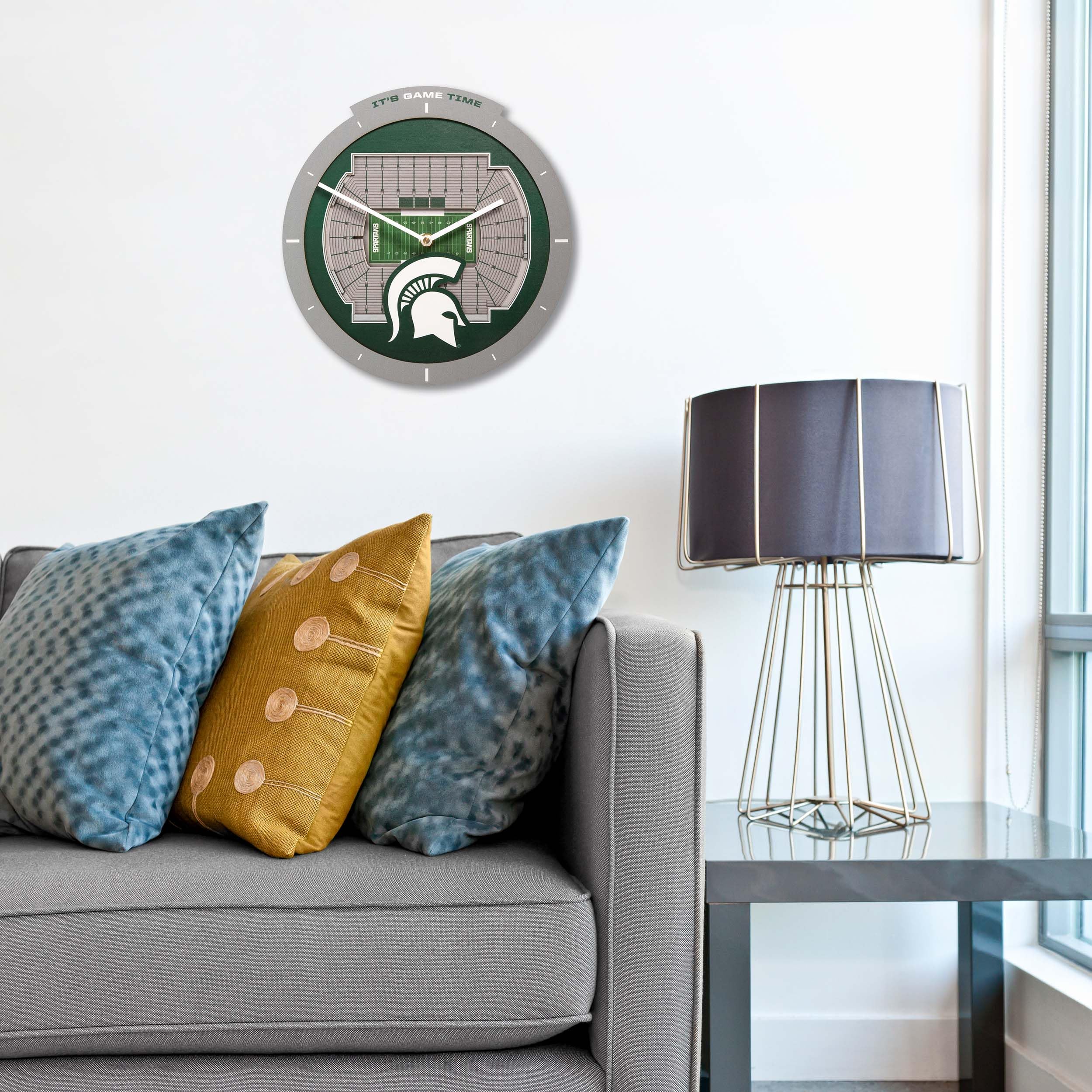 Michigan State Spartans Stadium View Clock 2 Michigan State Spartans Stadium View Clock - Image 2