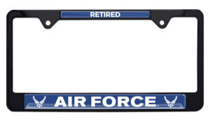 Full-Color Air Force Retired Black 2026 License Plate Frame