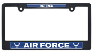 Full-Color Air Force Retired Black 2026 License Plate Frame