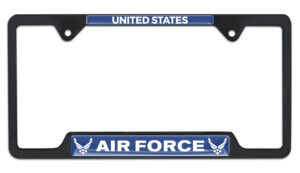 Full-Color US Air Force Black Open 2026 License Plate Frame