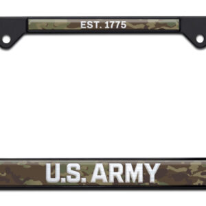 US Army 1775 Shiny Black Standard Size 2026 License Plate Frame