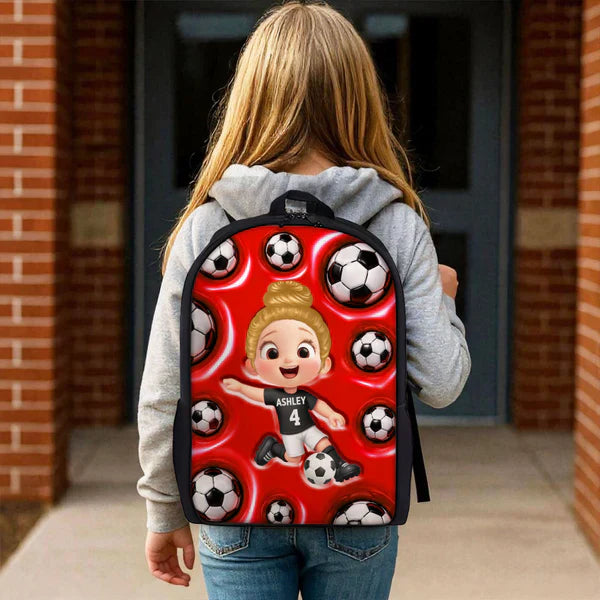 Custom Printed Soccer Player Backpack for Students and Athletes with Personalized Name 6 Custom Printed Soccer Player Backpack for Students and Athletes with Personalized Name - Image 6