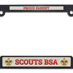 Scouting America (BSA) Proud Parent Black Open Corner 2026 License Plate Frame