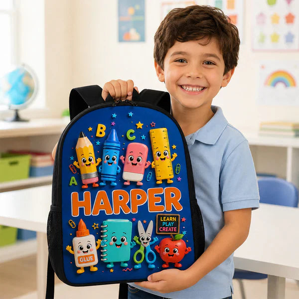 Custom Printed Cute School Supplies Backpack for Students with Personalized Name 4 Custom Printed Cute School Supplies Backpack for Students with Personalized Name - Image 4