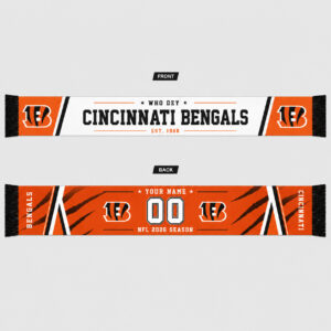 Custom Name And Number Cincinnati Bengals 2026 Season Scarf Version 1