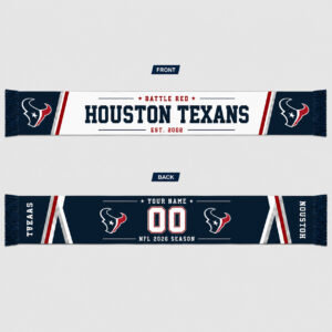 Custom Name And Number Houston Texans 2026 Season Scarf Version 1