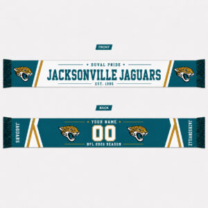 Custom Name And Number Jacksonville Jaguars 2026 Season Scarf Version 1