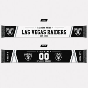 Custom Name And Number Las Vegas Raiders 2026 Season Scarf Version 1