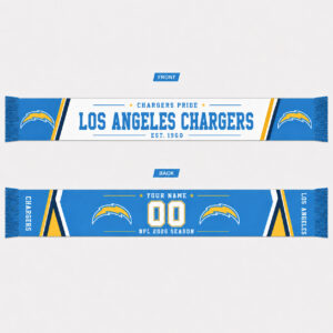 Custom Name And Number Los Angeles Chargers 2026 Season Scarf Version 1