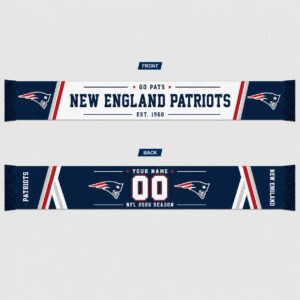 Custom Name And Number New England Patriots 2026 Season Scarf Version 1