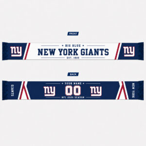 Custom Name And Number New York Giants 2026 Season Scarf Version 1