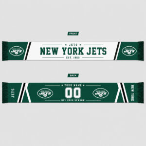 Custom Name And Number New York Jets 2026 Season Scarf Version 1