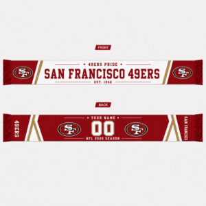 Custom Name And Number San Francisco 49ers 2026 Season Scarf Version 1