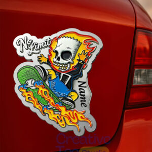 Custom Name Bart Ghost Rider No Limit Car Name Badge Emblem