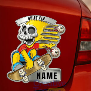 Custom Name Bart Ghost Rider Quiet Fle Car Name Badge Emblem
