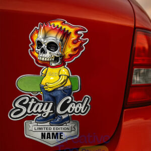 Custom Name Bart Ghost Rider Stay Cool Car Name Badge Emblem