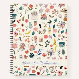 Custom Name Botanical Beauty Nature Pattern Notebook