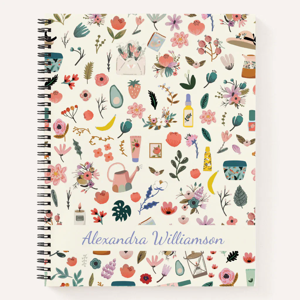 Custom Name Botanical Beauty Nature Pattern Notebook 1 Custom Name Botanical Beauty Nature Pattern Notebook