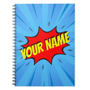 Custom Name Comic Book Superhero Spiral Notebook