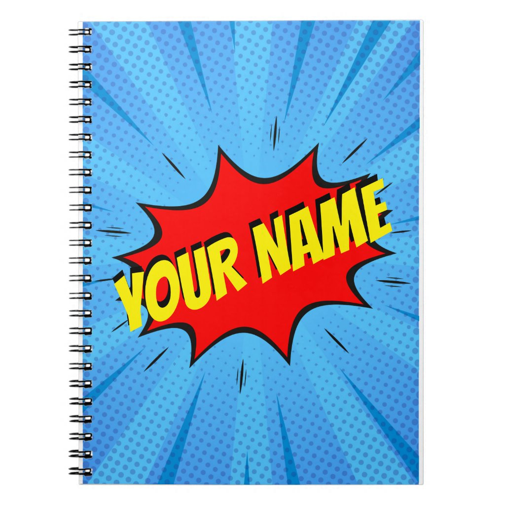 Custom Name Comic Book Superhero Spiral Notebook 1 Custom Name Comic Book Superhero Spiral Notebook