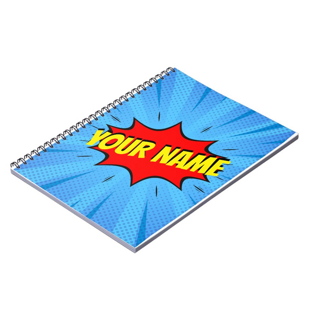 Custom Name Comic Book Superhero Spiral Notebook 2 Custom Name Comic Book Superhero Spiral Notebook