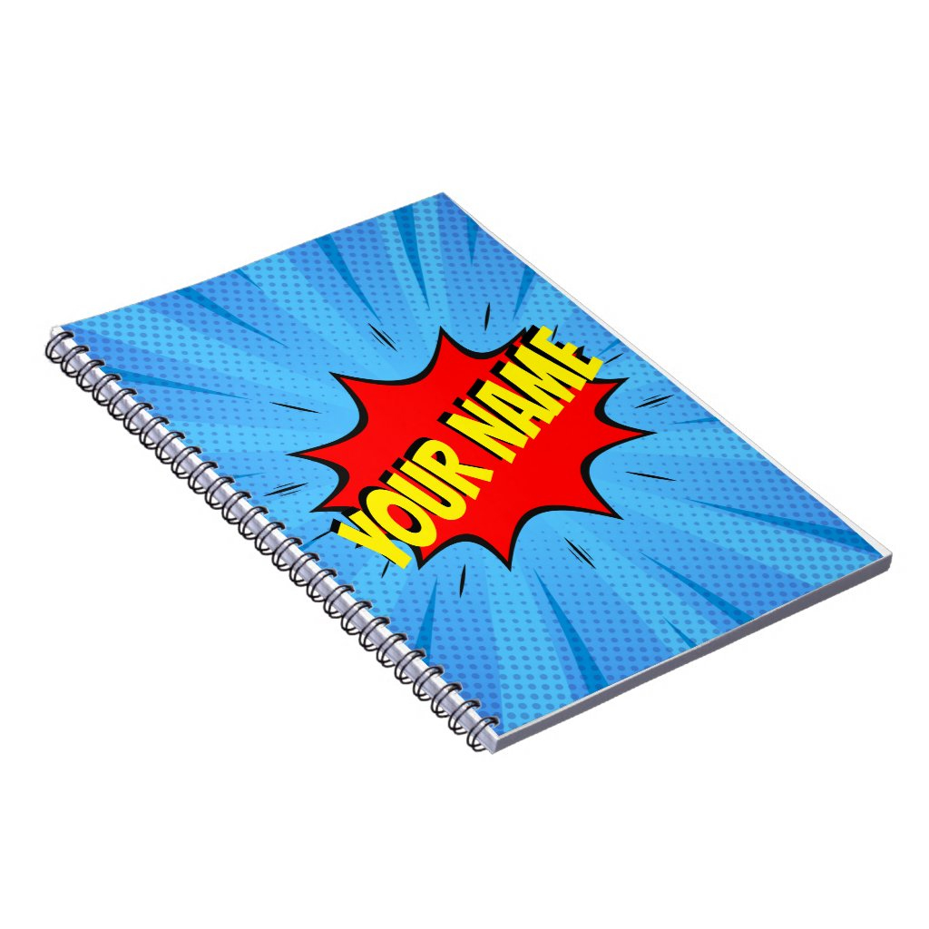 Custom Name Comic Book Superhero Spiral Notebook 3 Custom Name Comic Book Superhero Spiral Notebook