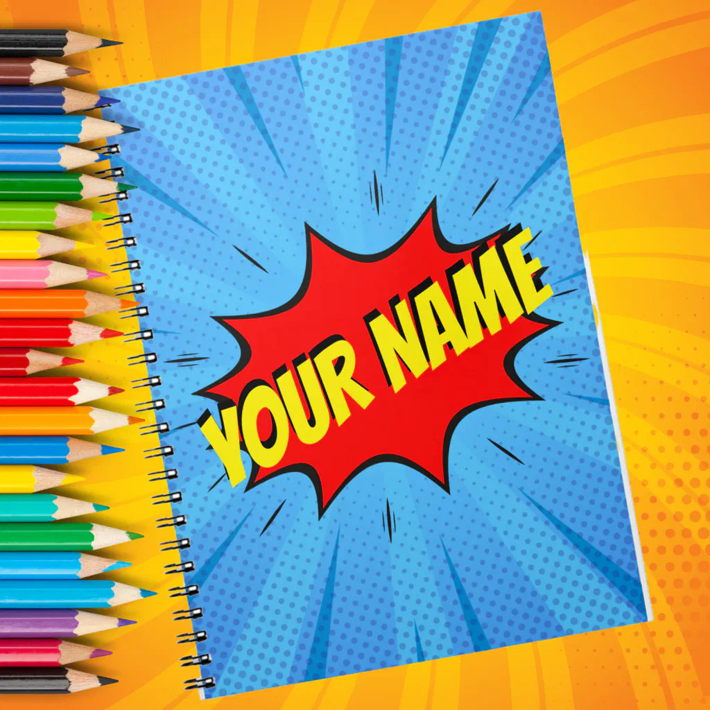Custom Name Comic Book Superhero Spiral Notebook 4 Custom Name Comic Book Superhero Spiral Notebook