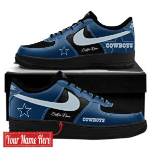 Custom Name Dallas Cowboys Bold Black And Navy 2026 Shoes Sneakers for Football Fans