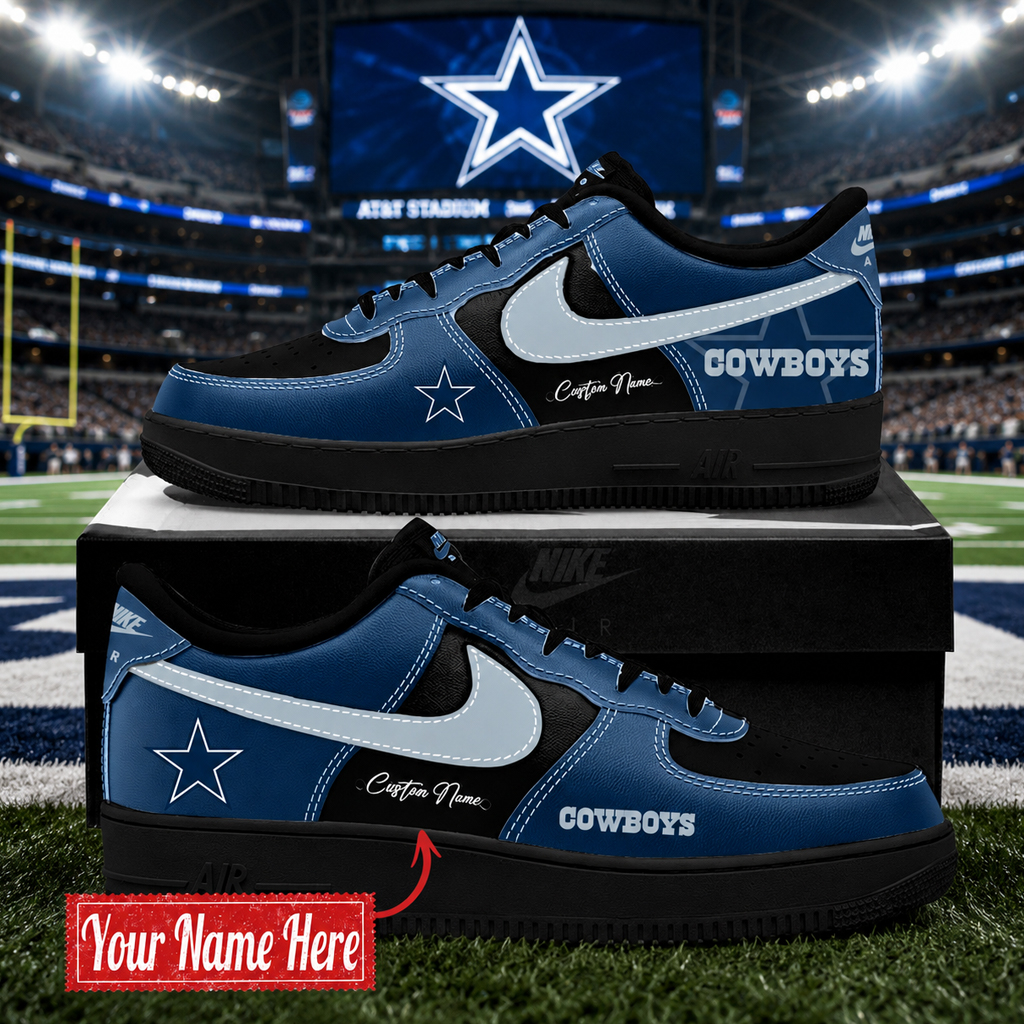 Custom Name Dallas Cowboys Bold Black And Navy 2026 Shoes Sneakers for Football Fans 2 Custom Name Dallas Cowboys Bold Black And Navy 2026 Shoes Sneakers for Football Fans - Image 2