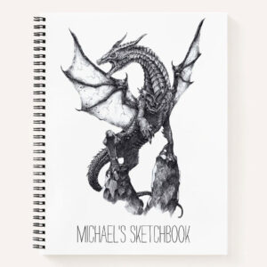 Custom Name Fantasy Dragon Drawing Notebook
