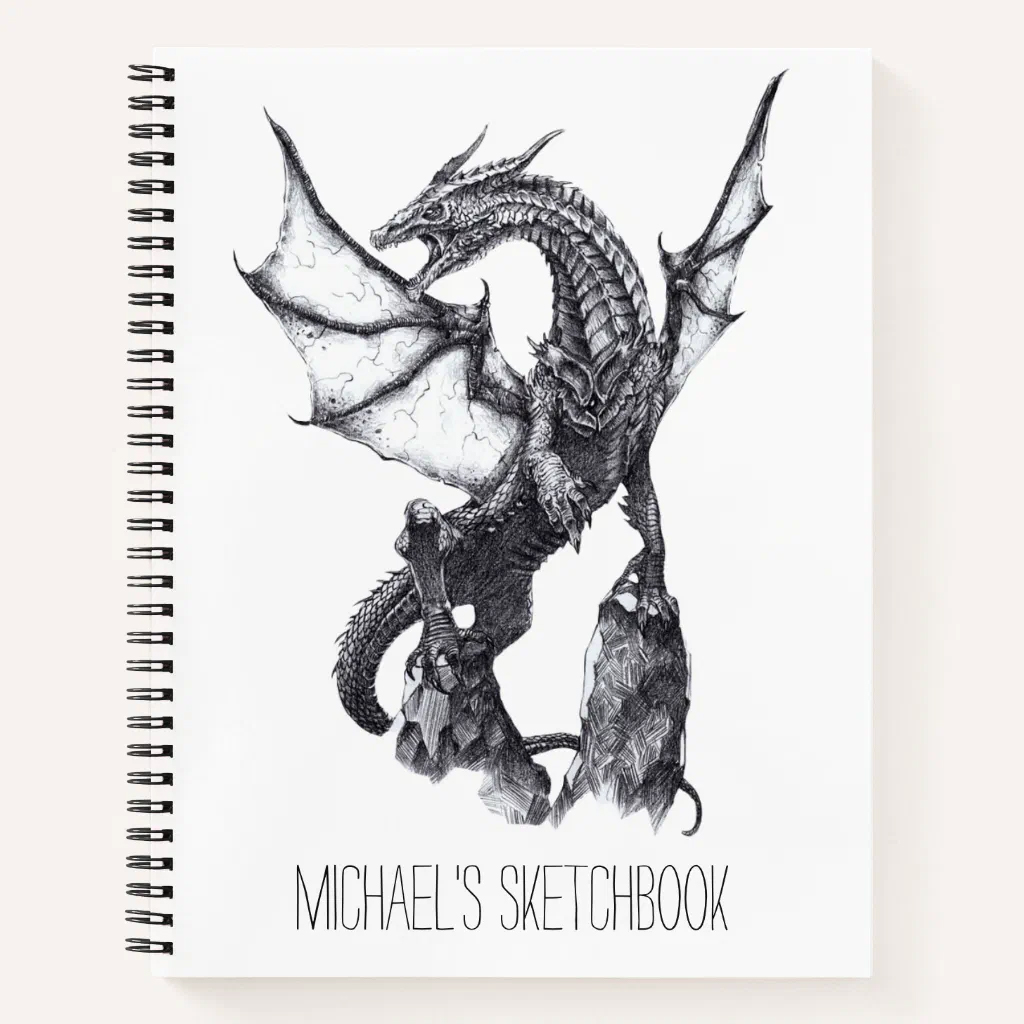 Custom Name Fantasy Dragon Drawing Notebook 1 Custom Name Fantasy Dragon Drawing Notebook