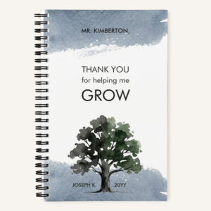 Custom Name Helping Me Grow Oak Tree Watercolor Teacher Notebook