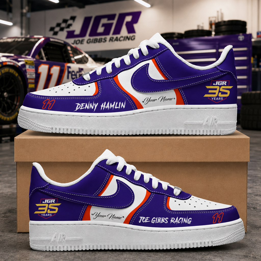 Custom Name Joe Gibbs Racing Denny Hamlin 2026 Air Force 1 Shoes Sneakers for Racing Fans 2 Custom Name Joe Gibbs Racing Denny Hamlin 2026 Air Force 1 Shoes Sneakers for Racing Fans - Image 2