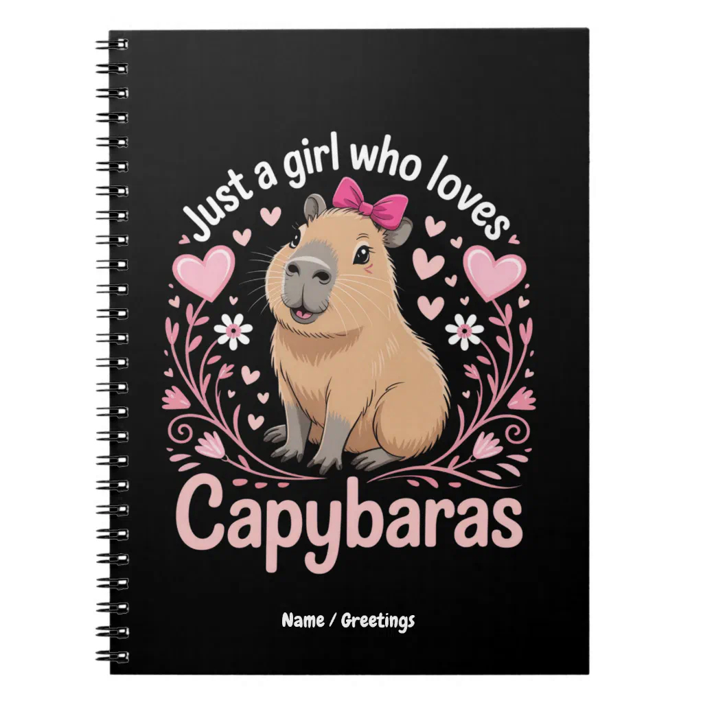 Custom Name Just a Girl Who Loves Capybaras Funny Cute Notebook 1 Custom Name Just a Girl Who Loves Capybaras Funny Cute Notebook
