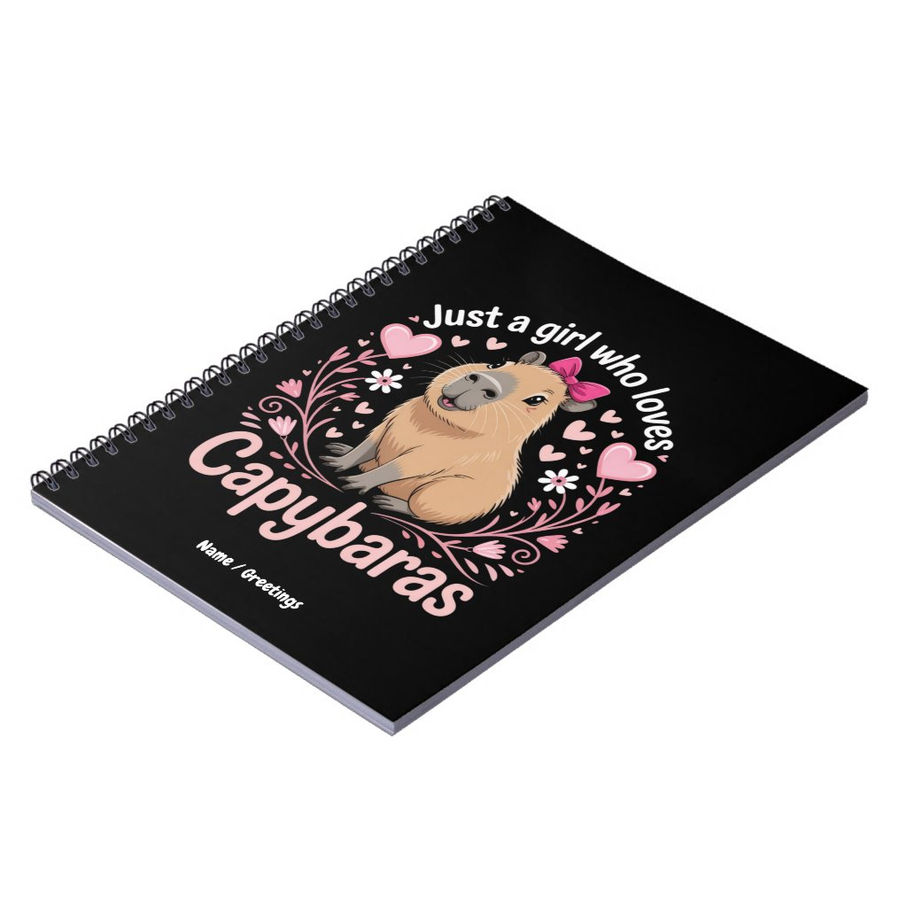 Custom Name Just a Girl Who Loves Capybaras Funny Cute Notebook 2 Custom Name Just a Girl Who Loves Capybaras Funny Cute Notebook