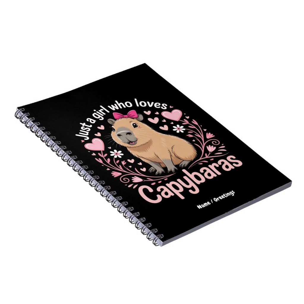 Custom Name Just a Girl Who Loves Capybaras Funny Cute Notebook 3 Custom Name Just a Girl Who Loves Capybaras Funny Cute Notebook
