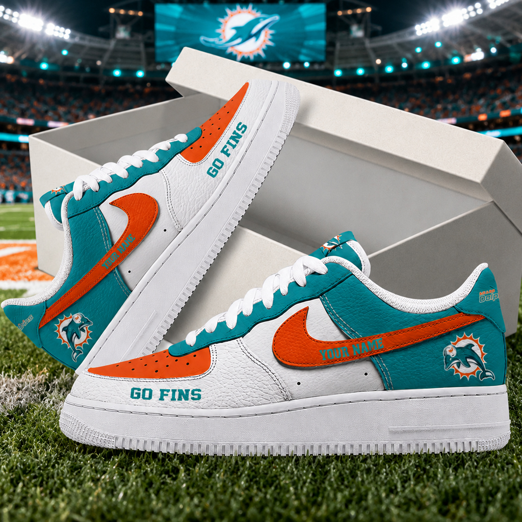Custom Name Miami Dolphins New Version 2026 Go Fins Shoes Sneakers for Football Fans 2 Custom Name Miami Dolphins New Version 2026 Go Fins Shoes Sneakers for Football Fans - Image 2