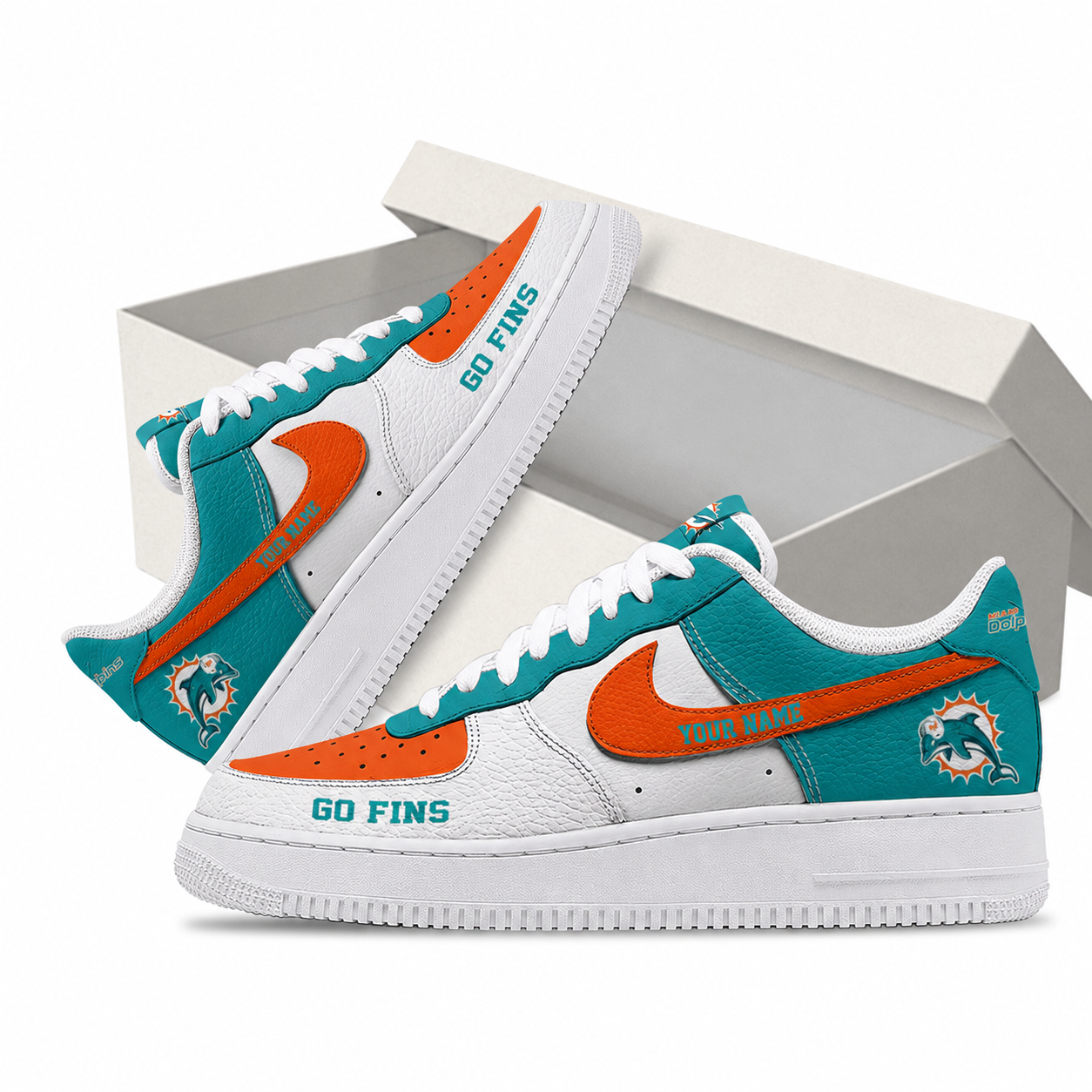 Custom Name Miami Dolphins New Version 2026 Go Fins Shoes Sneakers for Football Fans 1 Custom Name Miami Dolphins New Version 2026 Go Fins Shoes Sneakers for Football Fans